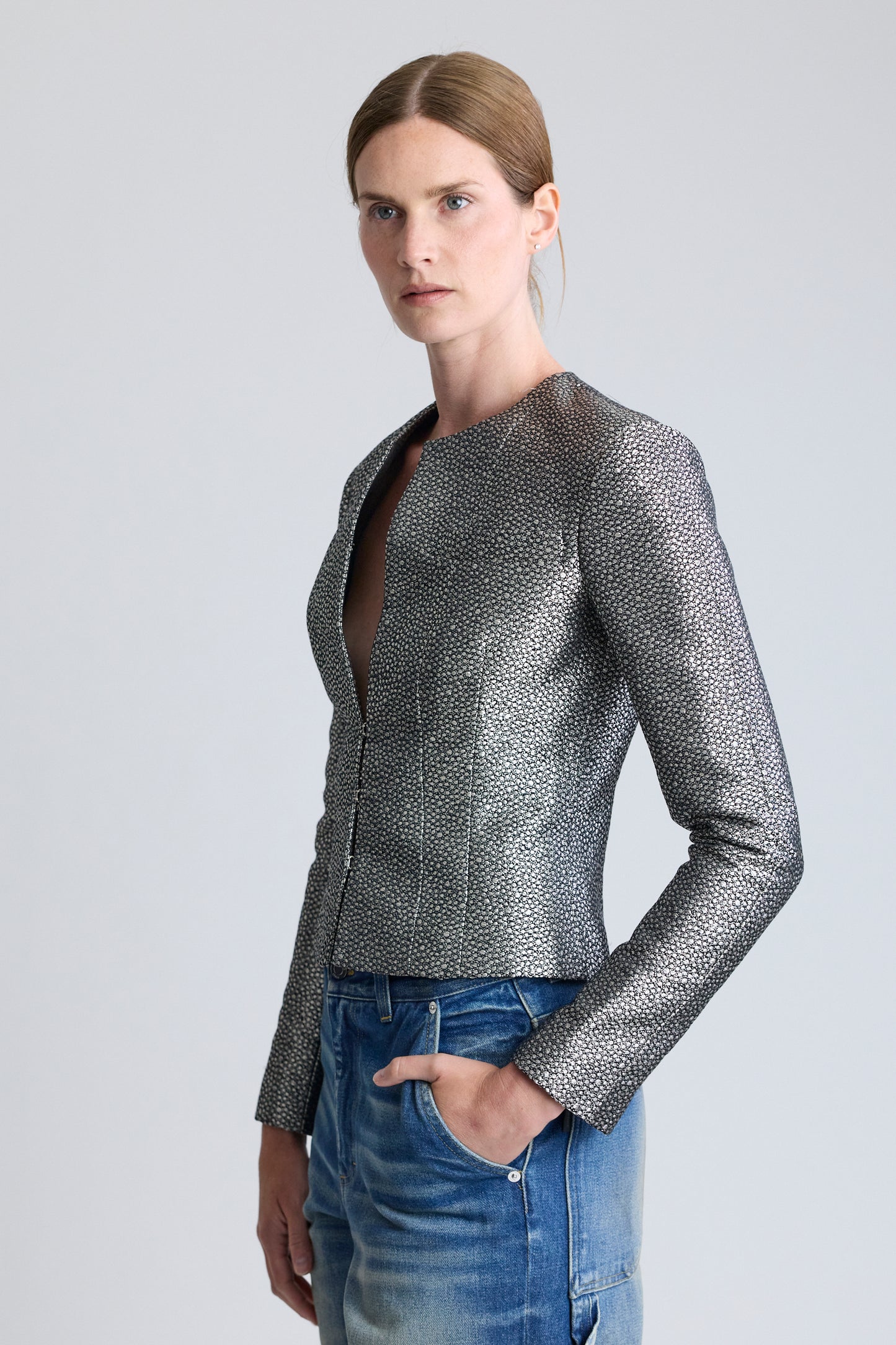 Chanel Black and Silver Lurex Jacket, FW 2003
