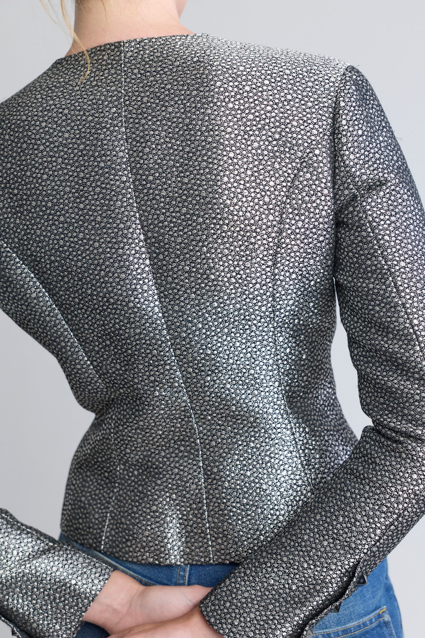 Chanel Black and Silver Lurex Jacket, FW 2003