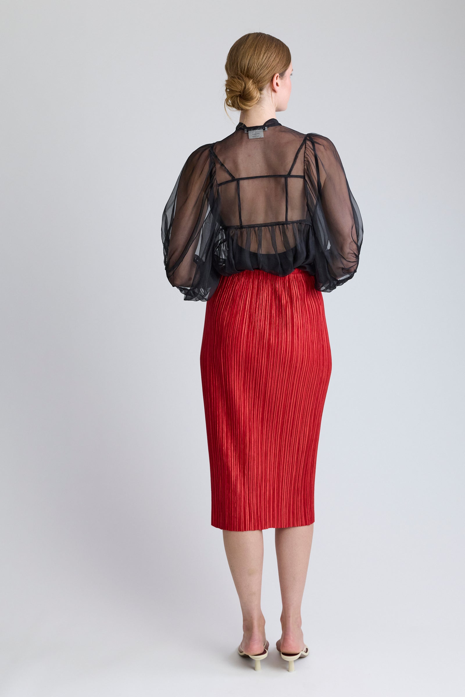 PLEATS PLEASE ISSEY MIYAKE Red Midi Skirt