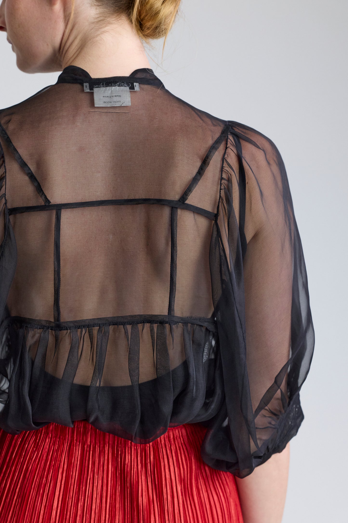 Christian Dior Black Silk Chiffon Blouse