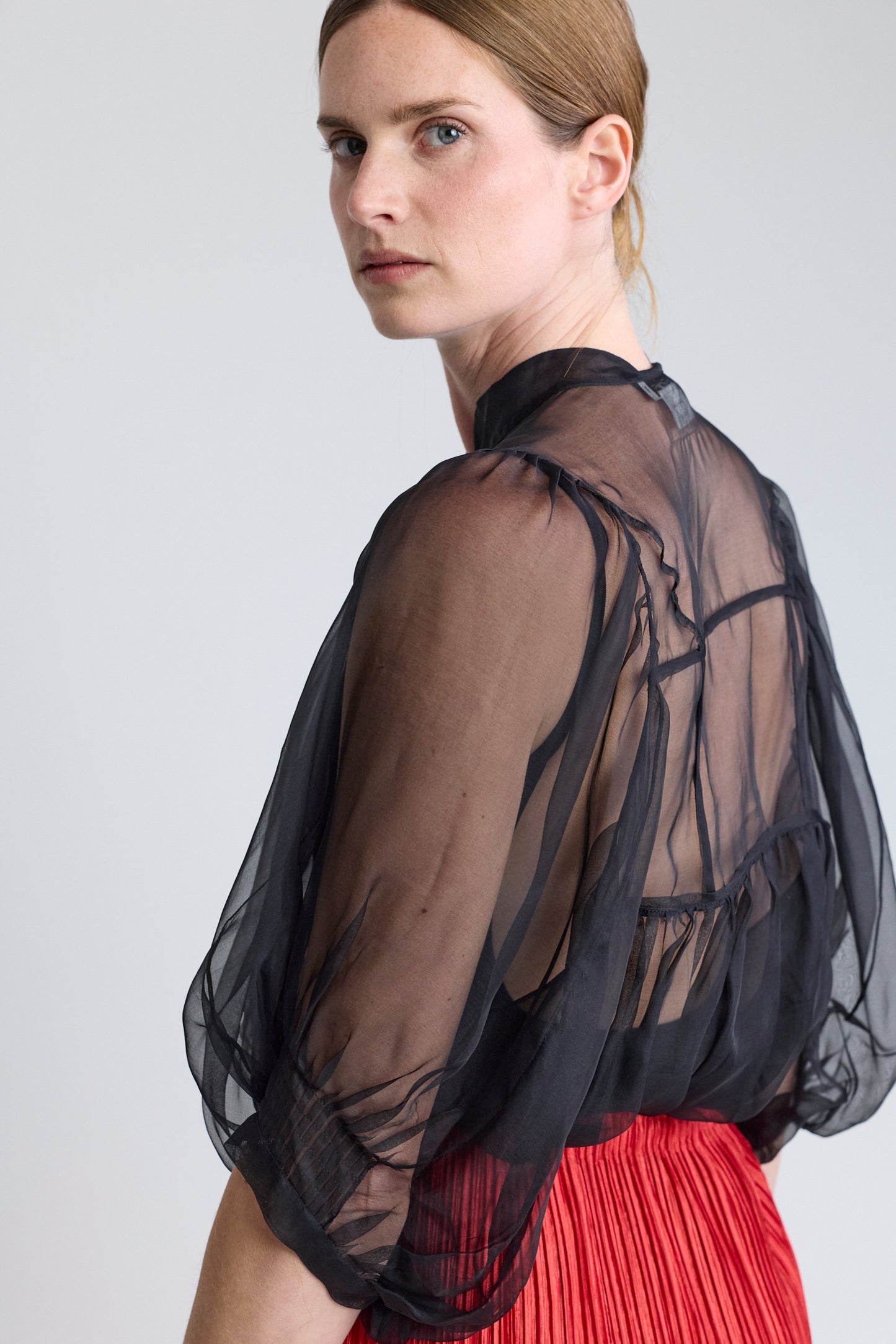 Christian Dior Black Silk Chiffon Blouse