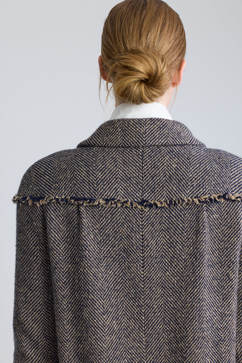 Chanel Herringbone Tweed Wool Coat