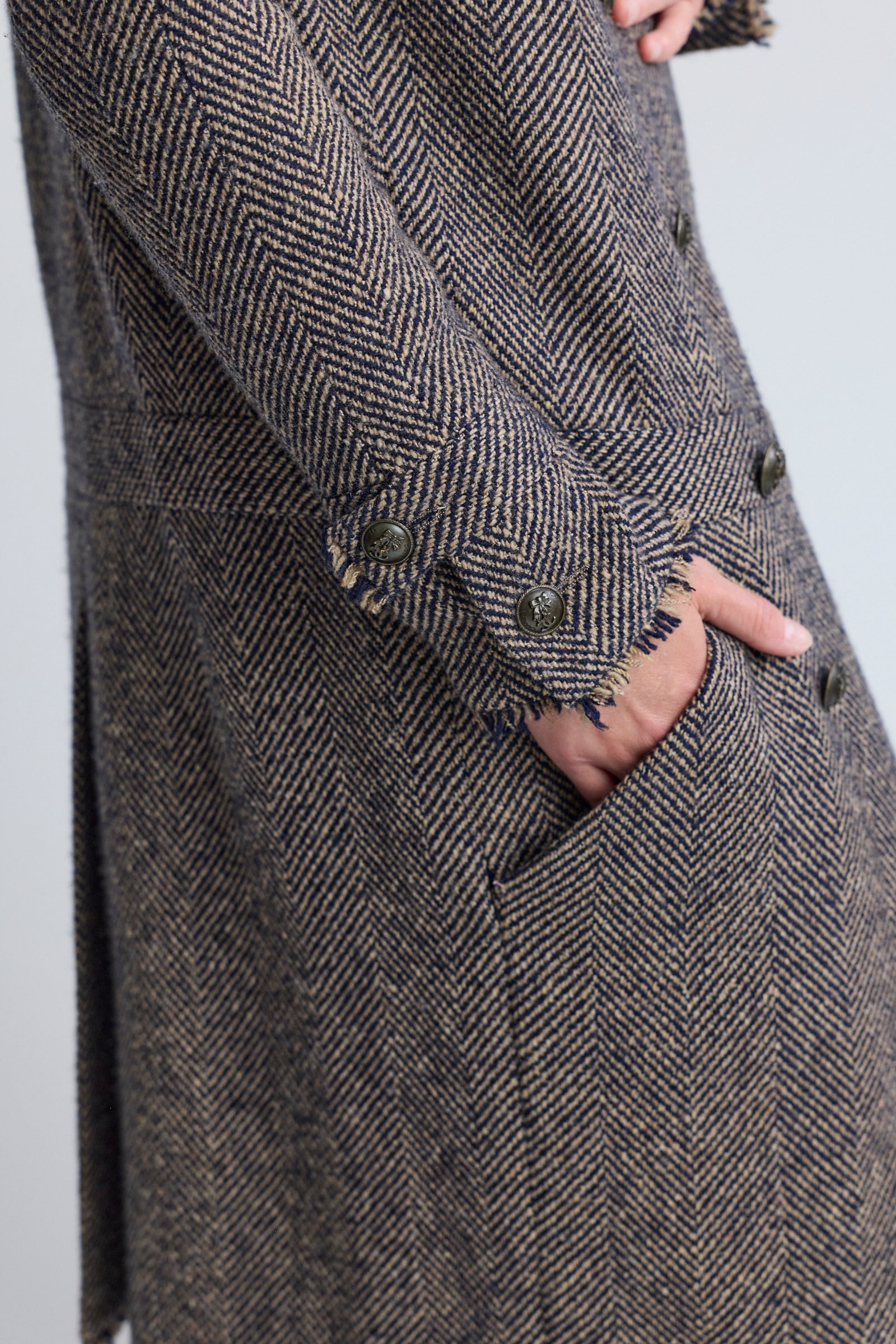 Chanel Herringbone Tweed Wool Coat