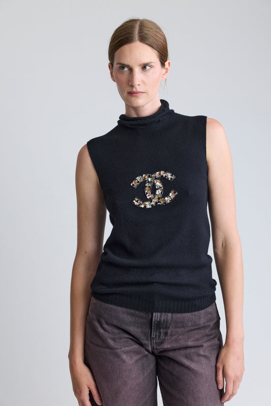 Chanel Sleeveless Sweater with Sequin Logo, PF 2005
