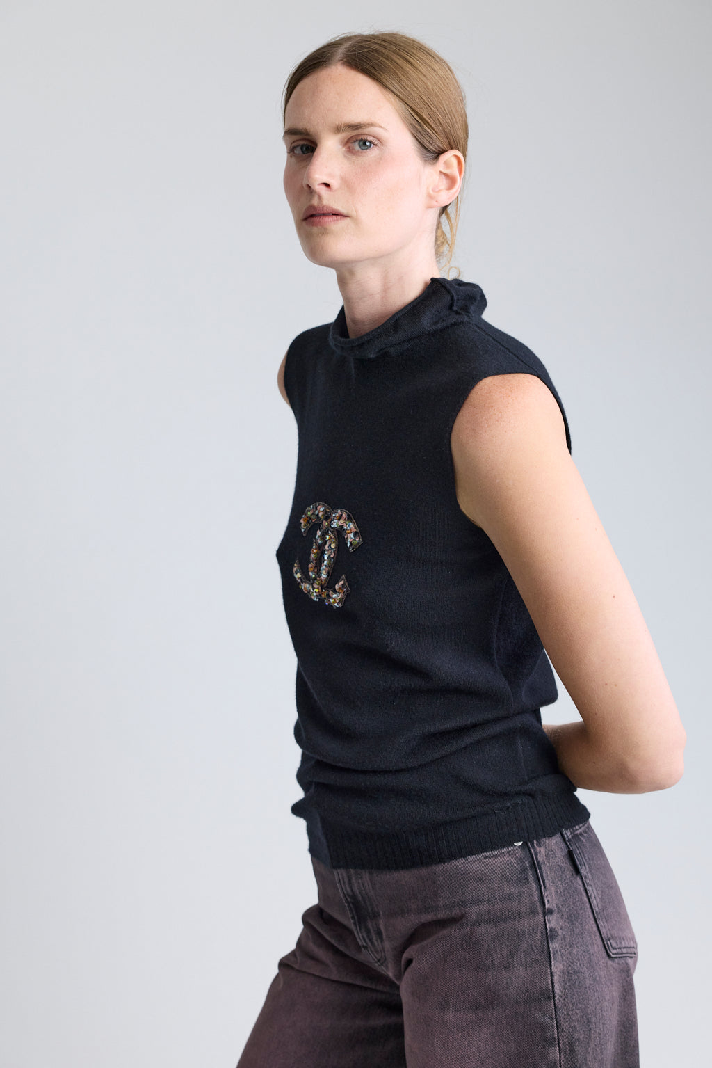 Chanel Sleeveless Sweater with Sequin Logo, PF 2005
