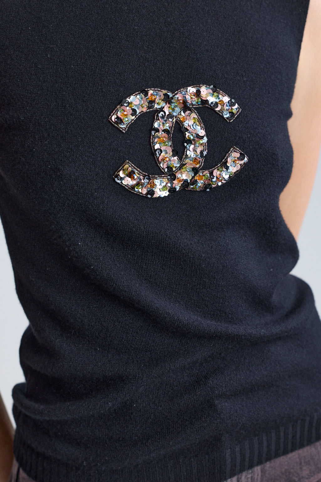 Chanel Sleeveless Sweater with Sequin Logo, PF 2005