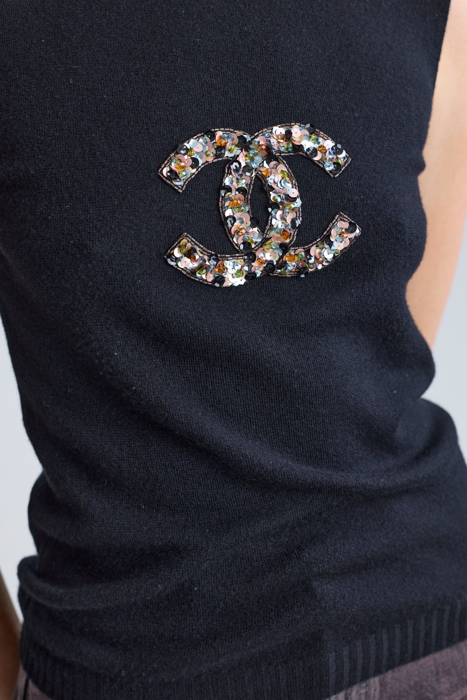 Chanel Sleeveless Sweater with Sequin Logo, PF 2005