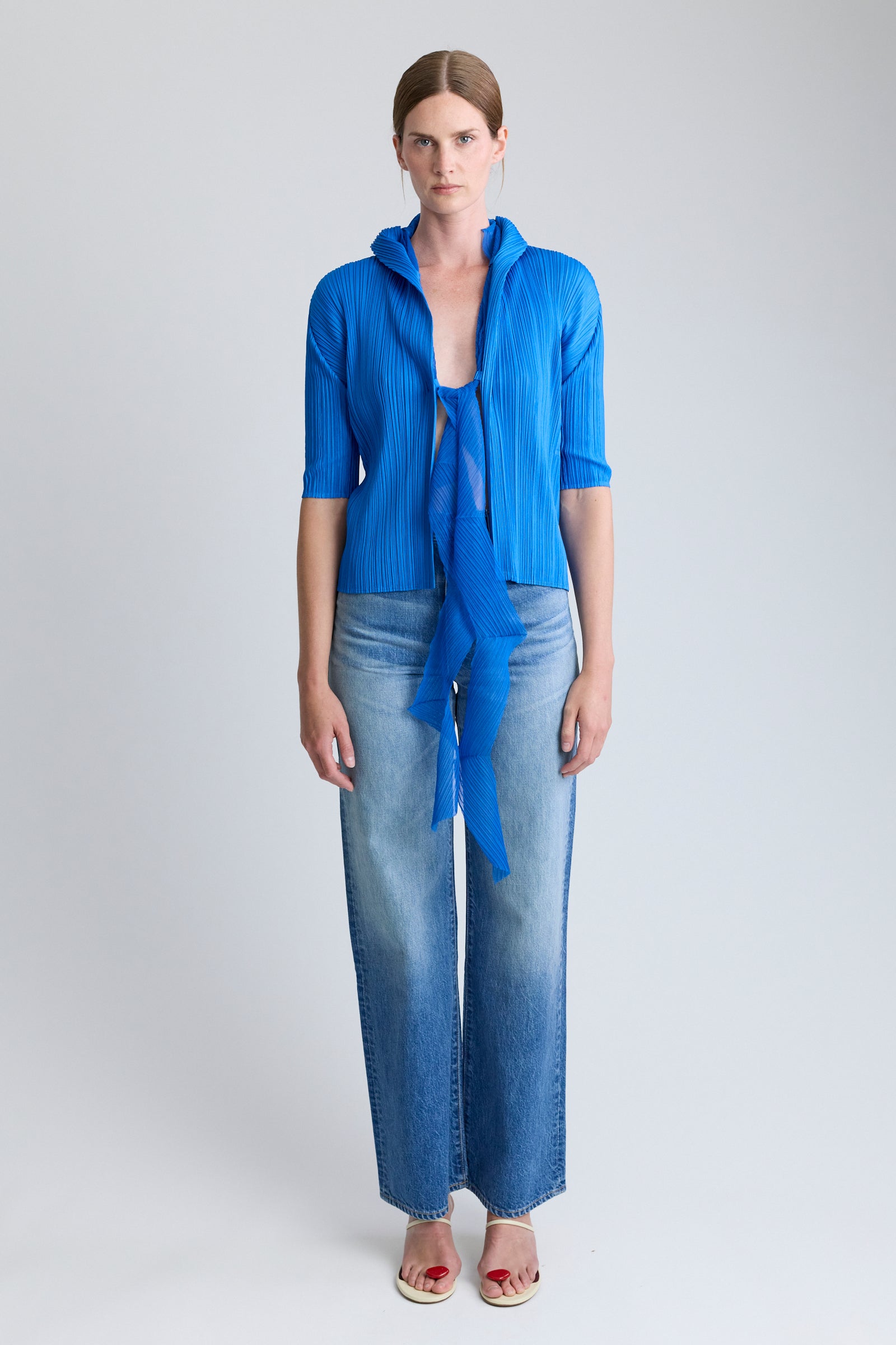 PLEATS PLEASE ISSEY MIYAKE Tie Front Cardigan