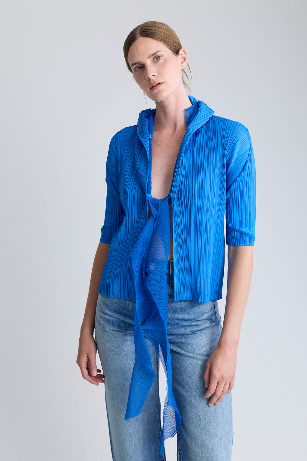 PLEATS PLEASE ISSEY MIYAKE Tie Front Cardigan