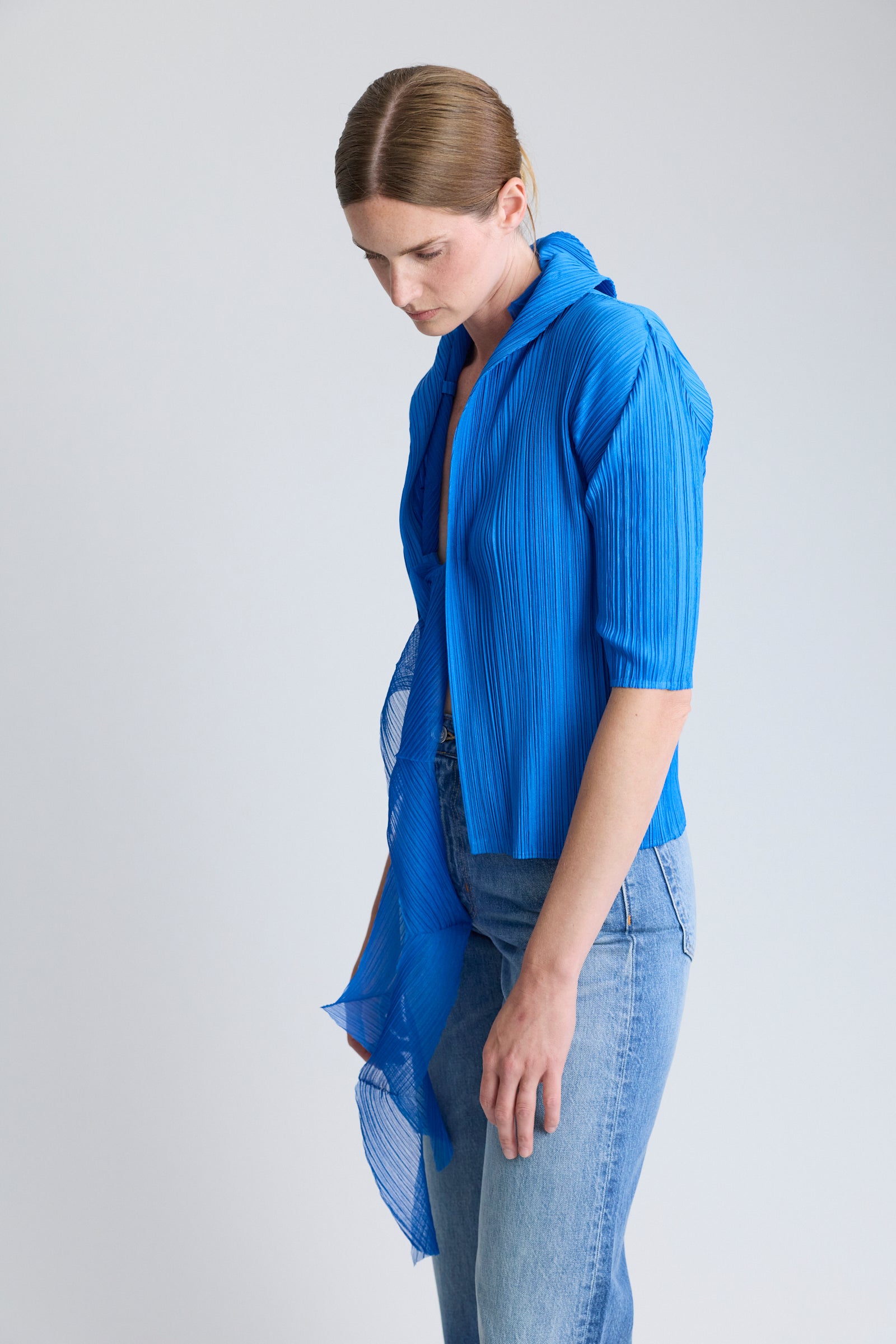PLEATS PLEASE ISSEY MIYAKE Tie Front Cardigan