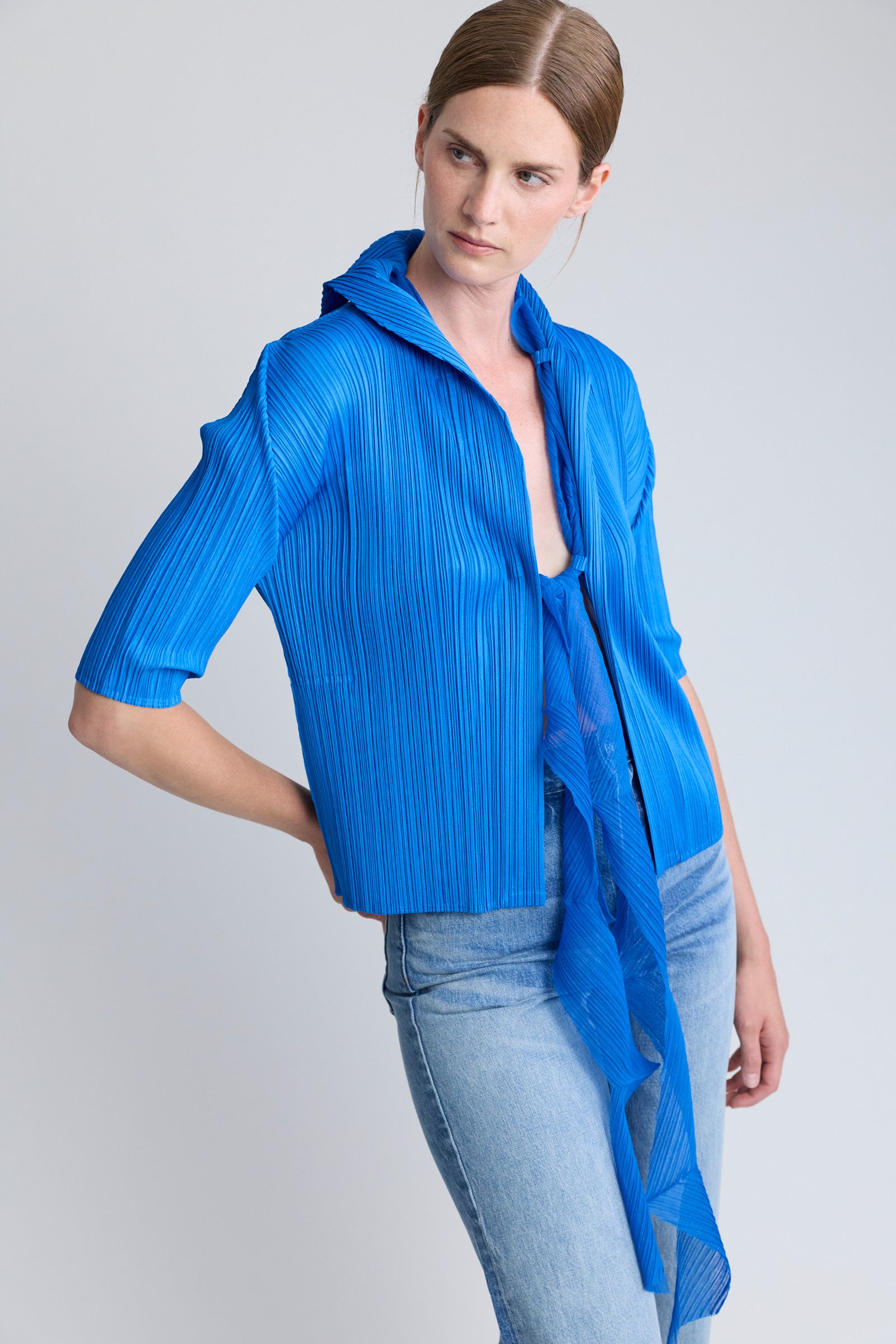 PLEATS PLEASE ISSEY MIYAKE Tie Front Cardigan